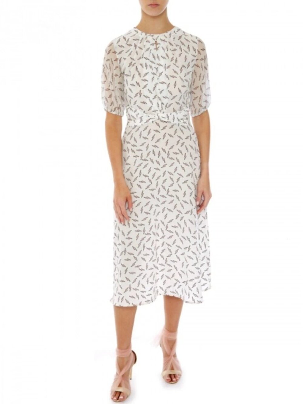 NWT Markus Lupfer White Lightning Print Silk Dress UK8 / US 4
